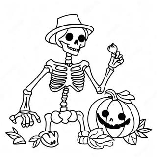 Skelet Met Pompoen Kleurplaat 24621-5378
