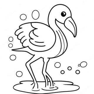 Kleurplaat Van Een Speelse Flamingo Die In Water Spettert 25714-5615