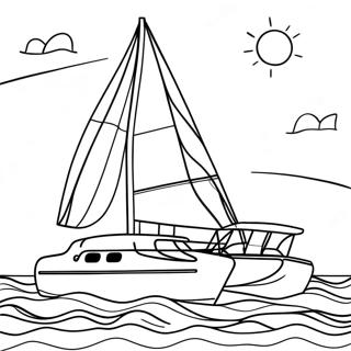 Kleurrijke Catamaran In De Oceaan Kleurplaat 27573-6010