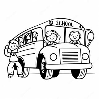 Blije Schoolbus Met Kinderen Kleurplaat 29855-6500