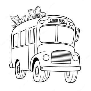 Schattige Schoolbus Met Bloemen Kleurplaat 29857 6506