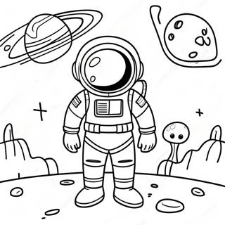 Dappere Astronaut Die Buitenlandse Planeet Verken Kleurplaat 29951-6519