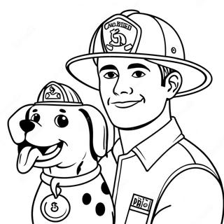 Brandweerman Met Dalmatier Kleurplaat 30302 6609