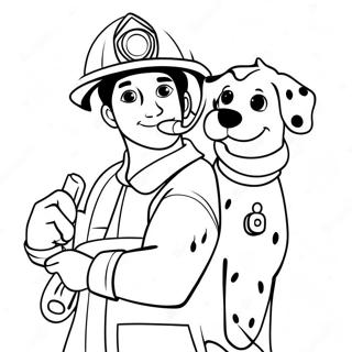 Brandweerman Met Dalmatier Kleurplaat 30302 6610