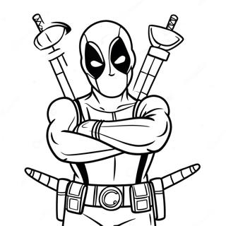 Grappige Deadpool Met Zwaarden Kleurplaat 30557-6657