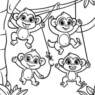 Speelse Apen Die In Bomen Slingeren Kleurplaat 30644-6682