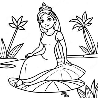 Koninklijke Prinses Zittend Op Een Lelieblad Kleurplaat 31471 6862