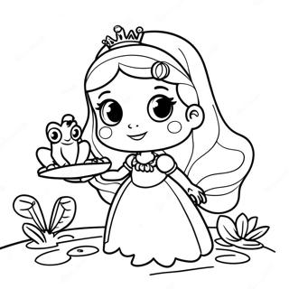 Charmante Prinses Met Een Kikker Kleurplaat Kleurplaten