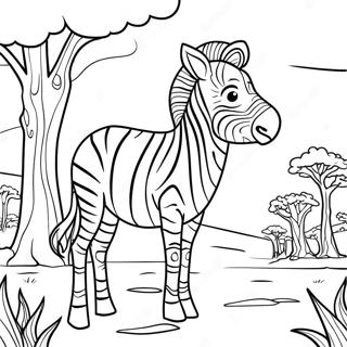 Majestueuze Afrikaanse Zebra In De Savanne Kleurplaat 32020-6980