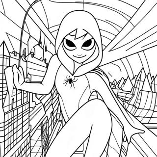 Spider Gwen Met Kleurrijke Webben Kleurplaat 32110 7003