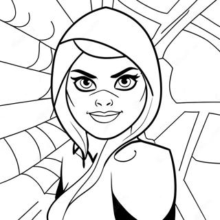 Spider Gwen Met Kleurrijke Webben Kleurplaat 32110 7004