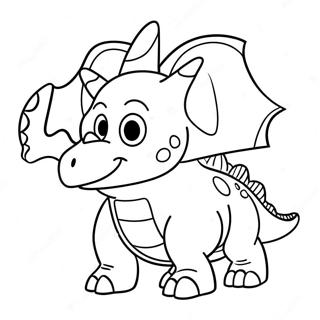 Cartoon Triceratops Die Speelt Kleurplaat 32285-7037