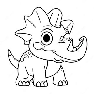 Cartoon Triceratops Die Speelt Kleurplaat 32285-7038