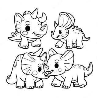 Triceratops Familie Kleurplaat Kleurplaten