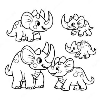 Triceratops Familie Kleurplaat Kleurplaten
