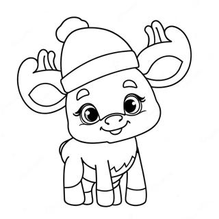 Schattige Rudolph Met Een Kerstmuts Kleurplaat 32898-7177