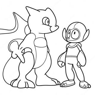 Mewtwo Met Een Trainer Kleurplaat 33077-7231