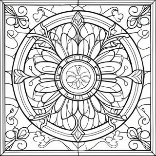 Gedetailleerd Glas In Lood Raam Kleurplaat 33718-7370