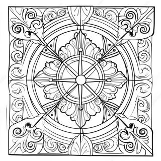 Gedetailleerd Glas In Lood Raam Kleurplaat 33718-7371