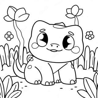 Schattige Bulbasaur In Een Bloementuin Kleurplaat 34159-7456