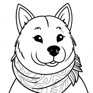 Husky Met Kleurrijke Sjaal Kleurplaat 38278-8367