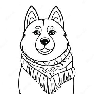 Husky Met Kleurrijke Sjaal Kleurplaat 38278-8368