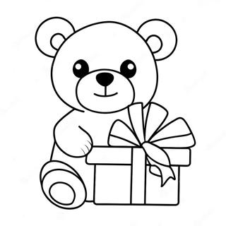 Schattig Kerstcadeau Met Teddybeer Kleurplaat 39018 8526