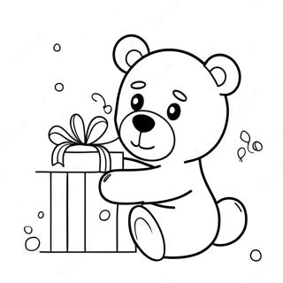 Schattig Kerstcadeau Met Teddybeer Kleurplaat 39018 8527