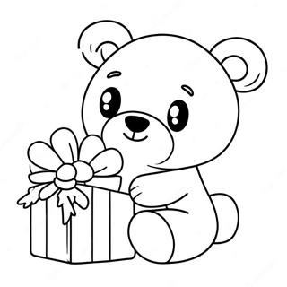 Schattig Kerstcadeau Met Teddybeer Kleurplaat 39018 8528
