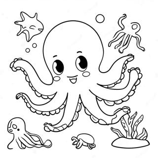 Octopus Speelt Met Zeewezens Kleurplaat 39103-8541