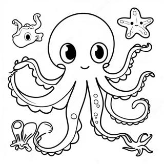 Octopus Speelt Met Zeewezens Kleurplaat 39103-8543