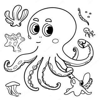 Octopus Speelt Met Zeewezens Kleurplaat 39103-8544
