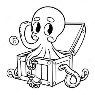 Octopus Met Een Schatkist Kleurplaat 39104-8547