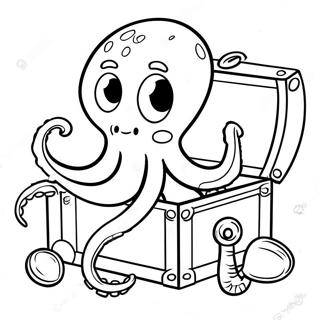 Octopus Met Een Schatkist Kleurplaat 39104-8548