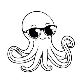 Schattige Octopus Met Zonnebril Kleurplaat 39105-8549