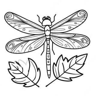 Gedetailleerde Libelle Op Een Blad Kleurplaat 39734-8686