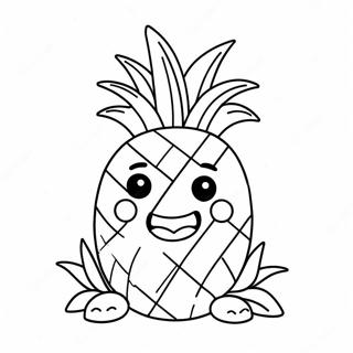 Schattige Cartoon Ananas Kleurplaat 39911-8716