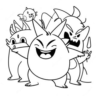 Gengar Dansend Met Vrienden Kleurplaat 40737-8901