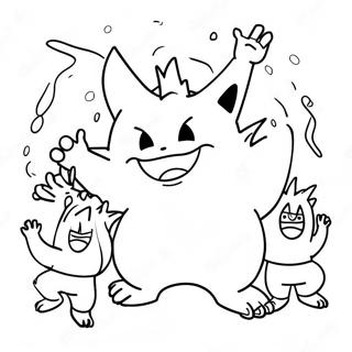 Gengar Dansend Met Vrienden Kleurplaat 40737-8903