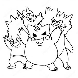 Gengar Dansend Met Vrienden Kleurplaat 40737-8904