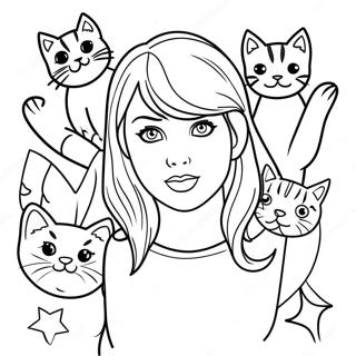 Taylor Swift Met Katten Kleurplaat 4110-1646