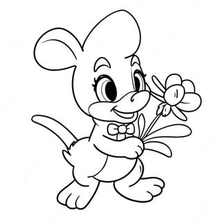 Daisy Duck Met Een Bloemenboeket Kleurplaat 42915-9379