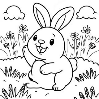 Vrolijk Konijn In Een Zonnig Veld Kleurplaat 4380 997