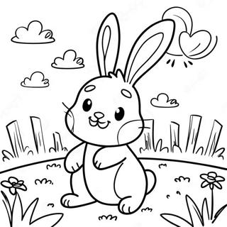 Vrolijk Konijn In Een Zonnig Veld Kleurplaat 4380 998