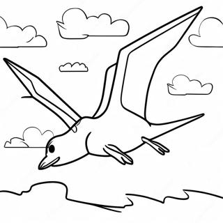 Kleurrijke Pterodactylus Vliegend Door Wolken Kleurplaat 44089-9636