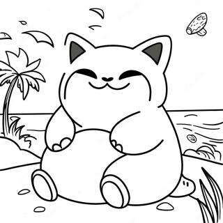 Snorlax Ontspant Op Een Strand Kleurplaat 44353-9710