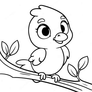 Schattige Tweety Vogel Zittend Op Een Tak Kleurplaat 44797-9809