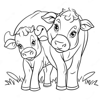 Speelse Kalf Met Moeder Stier Kleurplaat 45223-9901