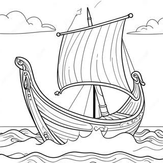 Viking Schip Dat Zeilt Kleurplaat 47191-10317