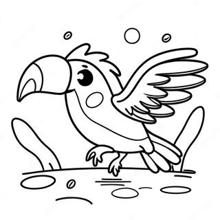 Speelse Toekan Vliegend Over Water Kleurplaat 47914-10481